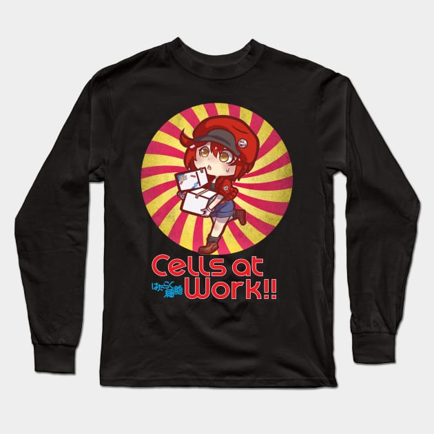 Retro Art Red Blood Cell Japanese Anime Long Sleeve T-Shirt by QuickMart